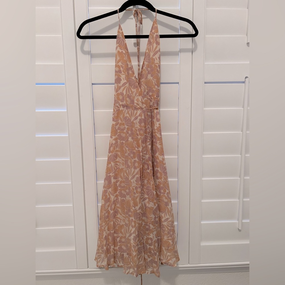 ASTR The Label Pleated Floral Wrap Dress XS